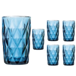 6500 JOGO COPOS ALTO AZUL  DIAMOND 350ML