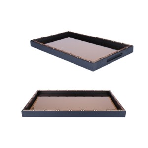 12861 BANDEJA MAD CROISE ACOBREADA 47X27X4CM