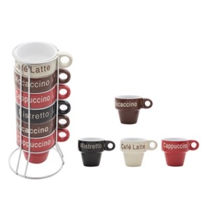 30364 CONJ XICARAS CAFE NAMES C/SUPORTE 70ML