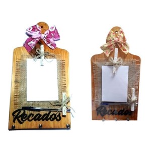 SN166  PORTA CHAVES E RECADOS TABUA 36X17CM