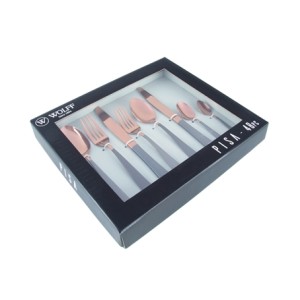 71505 FAQUEIRO 48PCS ACO INOX PISA TWO TONES ROSE/PRETO