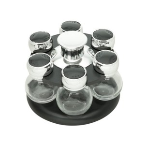 26887 CONJ 7PCS PORTA TEMPEROS BASE GIRATORIO PRETO