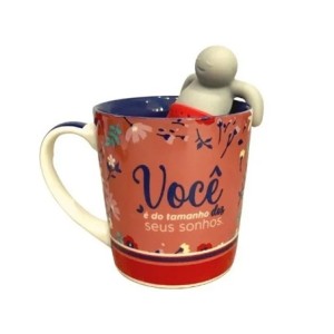X10024119 CANECA COM INFUSOR P/CHA SEUS SONHOS 350ML