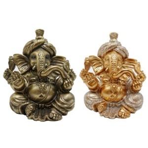 MRES-B118 ELEFANTE GANESHI DECORATIVO PRATA/DOURADO