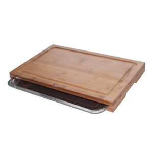 20998 TABUA P/CORTE EM BAMBU C/BANDEJA AÇO INOX L47,5XP30XA4,3CM