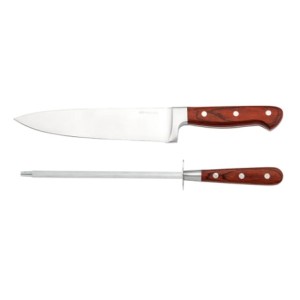 25577 JOGO 2 PECAS (FACA E CHAIRA) HANZZO WOOD