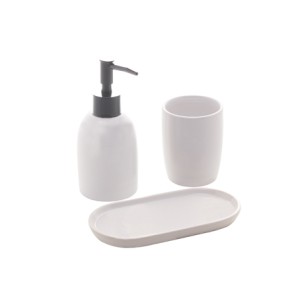 4502 CONJ 3 PCS P/BANHEIRO LONDRES BRANCO E PRATEADO