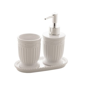 4617 CONJ 3 PCS P/BANHEIRO GREECE BRANCO E PRATEADO