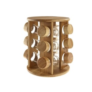 SB-028 PORTA TEMPERO 12PCS BASE E TAMPA DE MADEIRA GIRATORIO