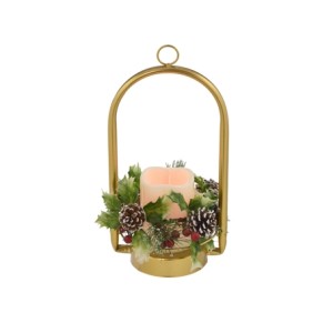 627-022 LANTERNA NATALINA COM LUZ 16,5X16,5X32CM