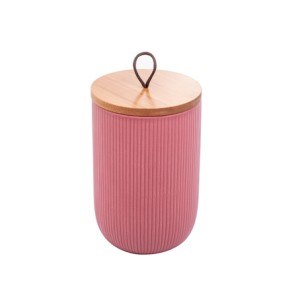 2666 POTICHE C/TAMPA LINES ROSA 10X10X15CM