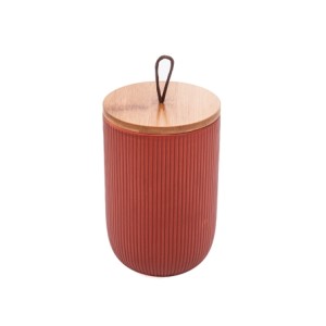 2670 POTICHE C/TAMPA LINES TERRACOTA 10X10X15CM