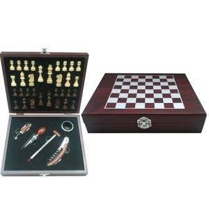 BR14001 KIT VINHO 5PC C/JOGO XADREZ 23,5X5X19