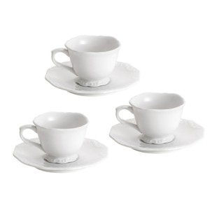 25092 CONJ 6 XICARAS C/PIRES CAFE 100ML DURABLE PORCELAIN ALTO RELEVO