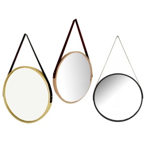 KIT-301 ESPELHO DE PAREDE COM ALÇA DE  COURO