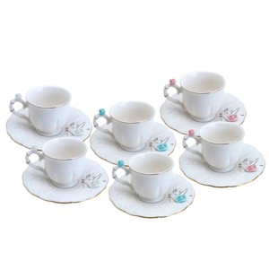 35472 CONJUNTO 6 XICARAS CAFE FLOWER ROUND PLATE COLORIDO 100ML