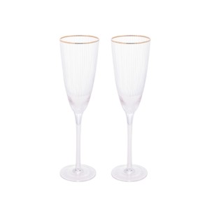 29128 CONJ 2 TACAS P/CHAMPANHE C/BORDA DOURADA LINES 300ML