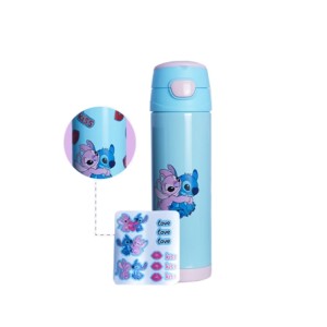 10072922 GARRAFA TOP HANDLE C/ADESIVO 500ML STITCH NAMORADOS