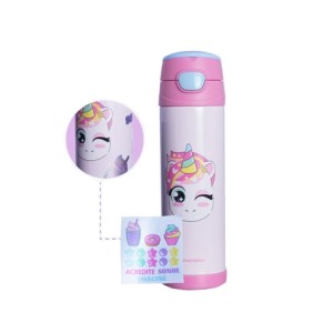 10072925 GARRAFA TOP HANDLE C/ADESIVO 500ML UNICORNIO