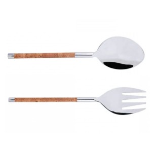 71841 CONJ 2 PECAS PARA SALADA DE ACO INOX COM CABO DE CORTICA