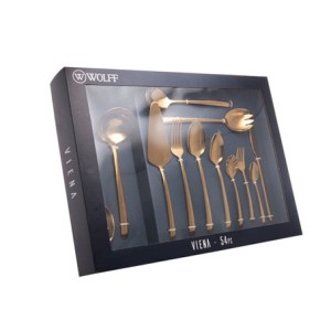 71892 FAQUEIRO 54 PECAS DE ACO INOX COM CAIXA LITOGRAFADA VIENA DOURADO