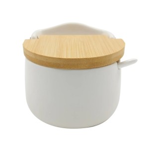 5773 SALEIRO DE MESA C/TAMPA DE BAMBU E COLHER BIANCO 10X9,5X9,5CM