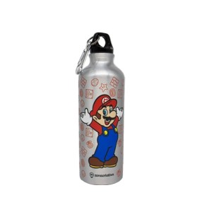 10073079 GARRAFA DE ALUMINIO 500ML C/MOSQUETAO SUPER MARIO