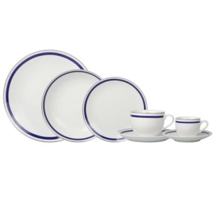 30342 APARELHO DE JANTAR TRES CLASSIQUE SILVER RIM 42 PECAS COR AZUL