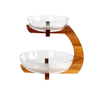 30504 SALADEIRA WOODEN 2 ANDARES COM BASE DE ACÁCIA