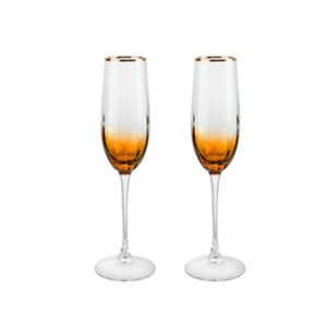 29980 JOGO DE 2 TACAS PARA CHAMPANHE CELEBRARE GOLD RIM 220ML AMBAR