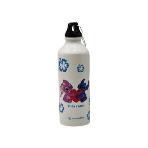 10073259 GARRAFA DE ALUMINIO 500ML C/MOSQUETAO STITCH NAMORADOS