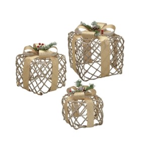 736-009 JOGO 3 CAIXAS NATAL COM LED