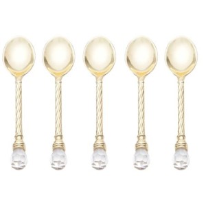 3127 CONJ 6 COLHERES P/CAFE DE ZAMAC DOURADA CRYSTAL 11CM