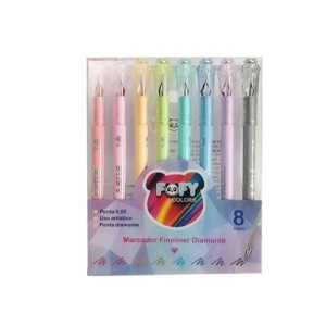 FF2003 CONJUNTO MARCADOR FINELINER DIAMANTE 8 CORES