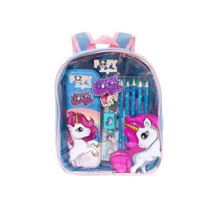 FF6011 KIT ARTISTICO UNICORNIO GLITER BRANCO 10 PECAS COM MOCHILA