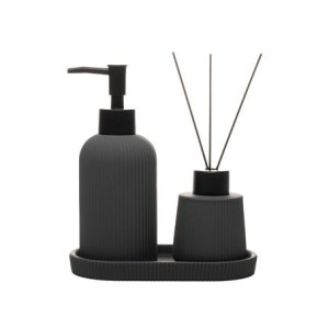 61815 CONJ 3 PECAS PARA BANHEIRO SOFT TOUCH SKETCH CINZA CERAMICA