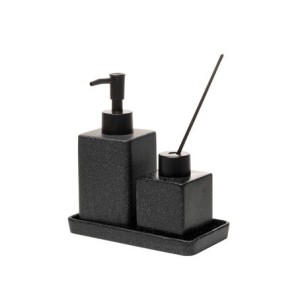 220907 CONJ 3 PECAS PARA BANHEIRO GRANILITE QUADRATTO PRETO CERAMICA