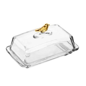 21036 MANTEIGUEIRA RETANGULAR COM TAMPA GOLDEN BIRD 18X10X9CM