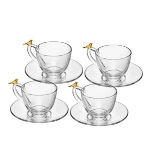 21032 CONJ 4 XICARAS DE CAFE COM PIRES GOLDEN BIRD 80ML