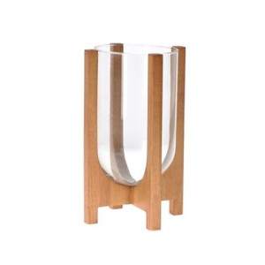 19877 VASO EM VIDRO E MADEIRA