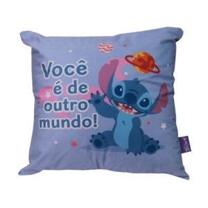 10065380 ALMOFADA FIBRA VELUDO 40X40CM STITCH E ANGEL NAMORADOS