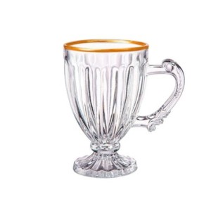 31281 JOGO 6 XICARAS P/CHÁ COFFEE TIME COM BORDA DOURADA 190ML