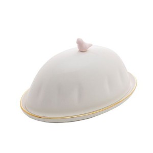 18131 MANTEIGUEIRA PORCELANA BIRDS BRANCO 16X10X9CM