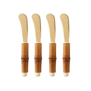 71716 CONJ 4 ESPATULAS ACO INOX C/CABO BAMBU DOURADO