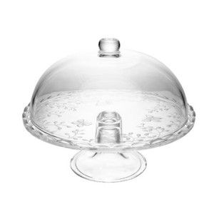 221435 PRATO PARA BOLO COM PE E TAMPA NEW BUTTERFLY 30X25CM