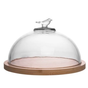 21346 QUEIJEIRA COM BASE BAMBU BIRD COM TAMPA 20X20X11,5CM