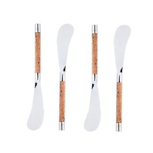 71843 CONJ 4 ESPATULAS DE ACO INOX COM CABO DE CORTICA