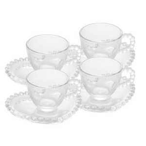 28383 CONJ 4 XICARAS CAFE C/PIRES CORACAO PEARL 85ML