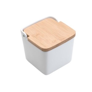 8476 SALEIRO DE MESA 750ML C/TAMPA DE BAMBU BIANCO 12X12X12,5CM