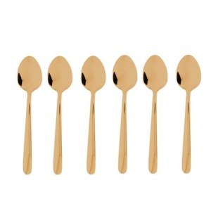 71969 CONJ 6 COLHERES PARA CAFE VIENA DOURADO ACO INOX